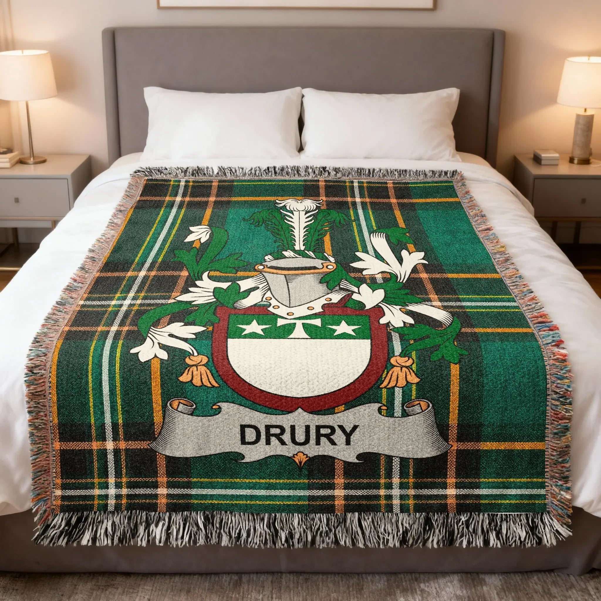 Drury Family Crest Green Tartan Plaid Design product type
