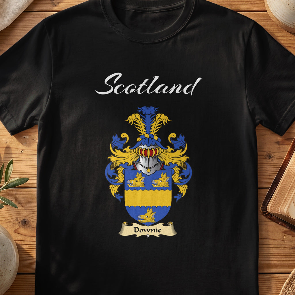 Downie Scottish family shield T-shirt in Black