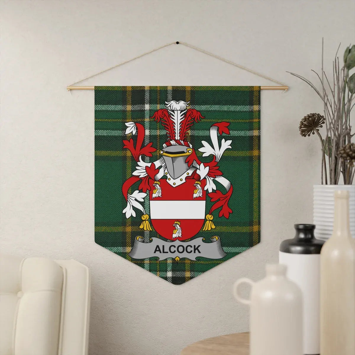 Stylish Green Alcock Family Crest Tartan Wall Art product