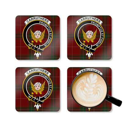 Carruthers Clan Crest Plaid Design Coaster Set product