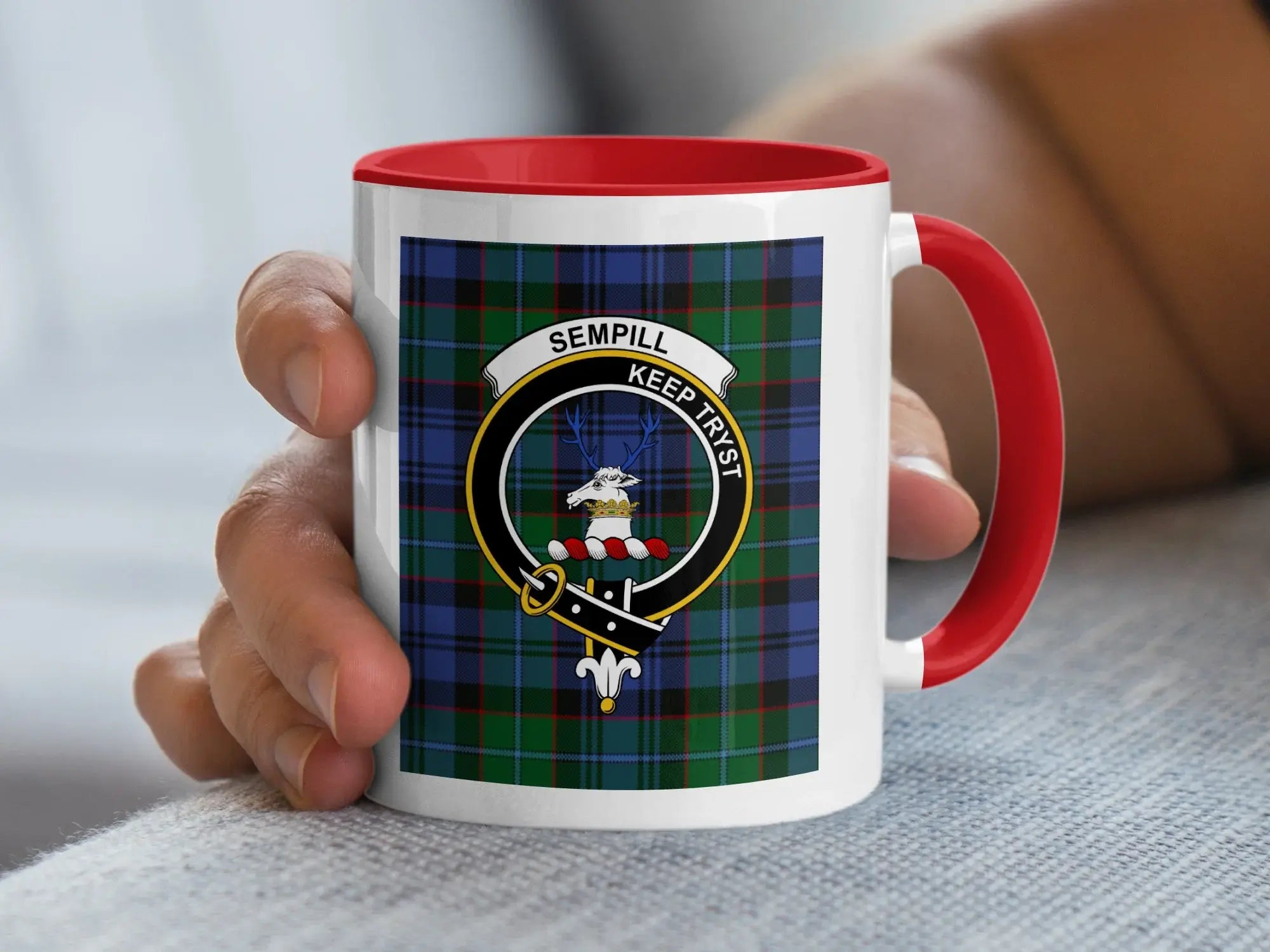 Sempill family crest ceramic mug for everyday coffee and tea