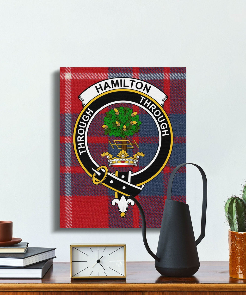 Hamilton Scottish Clan Crest Tartan Canvas - Celtic Ancestry Gifts