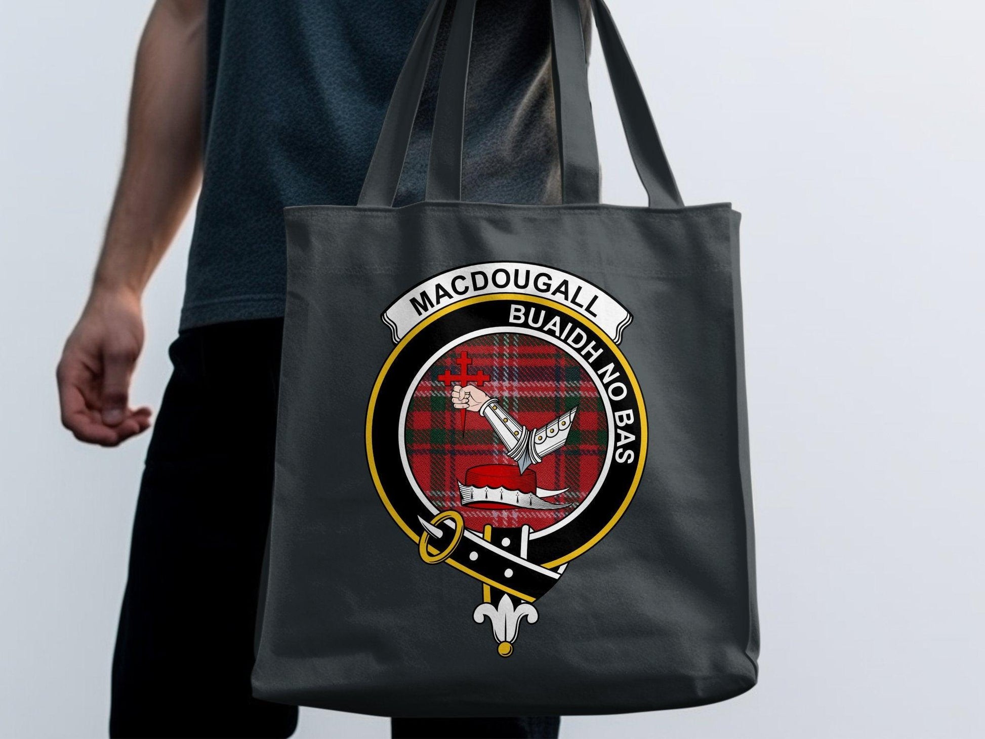 MacDougall Clan Crest Tartan Tote Bags - Celtic Ancestry Gifts