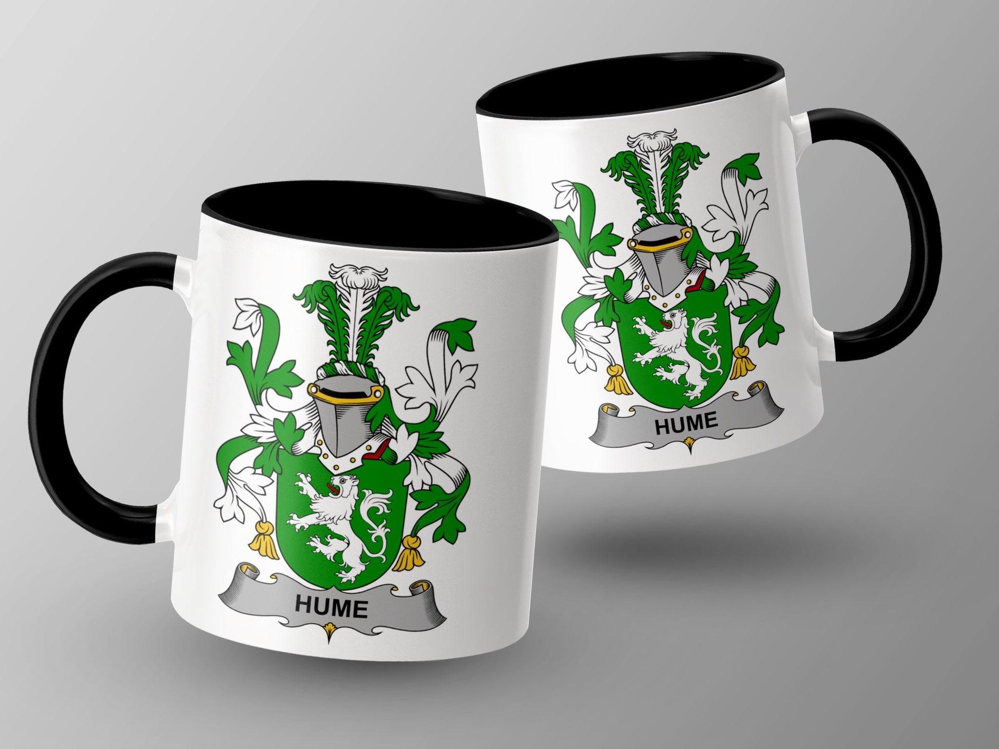 Hume Surname Family Crest Coat of Arms Design Mug - Living Stone Gifts