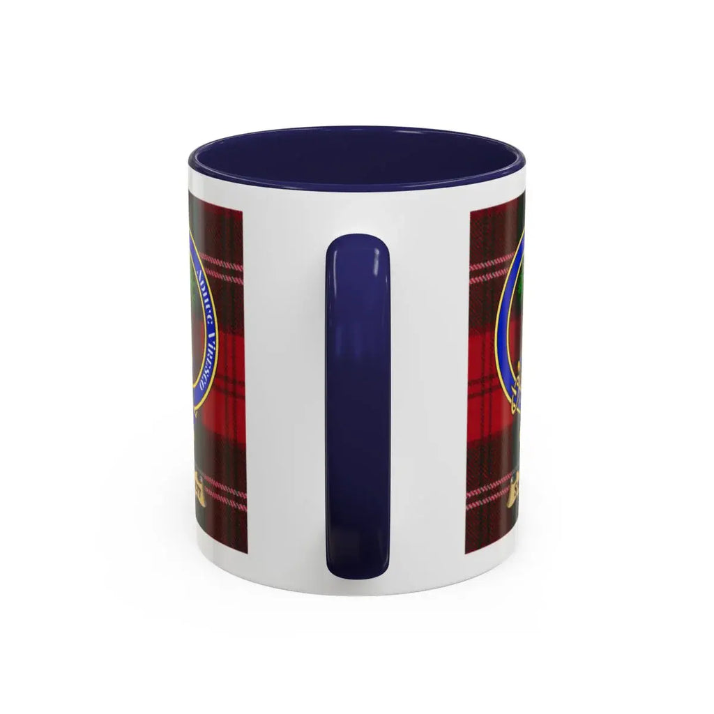 Smollett clan crest mug shown in 11 oz and 15 oz sizes