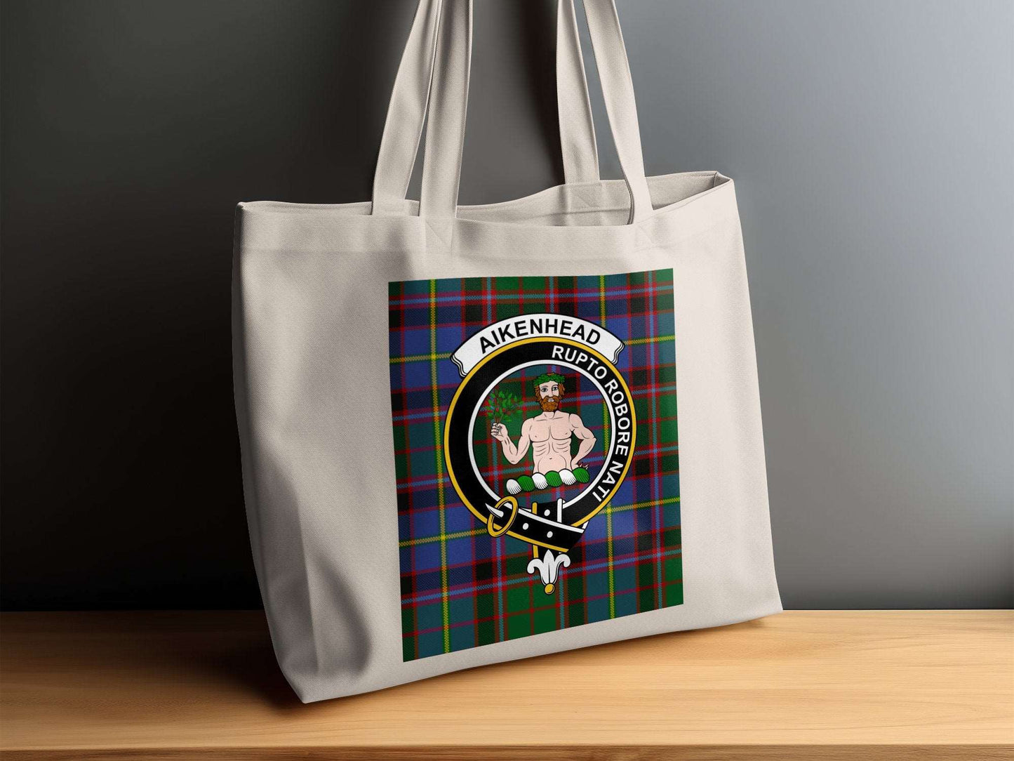 Aikenhead Clan Crest Tartan Pattern Tote Bag - Living Stone Gifts