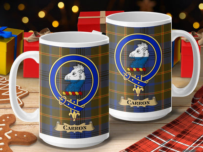 Carron Family Crest Tartan Design Coffee Mug product