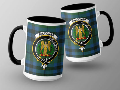 Scottish Tartan Crest Clan Falconer Plaid Pattern Mug - Living Stone Gifts