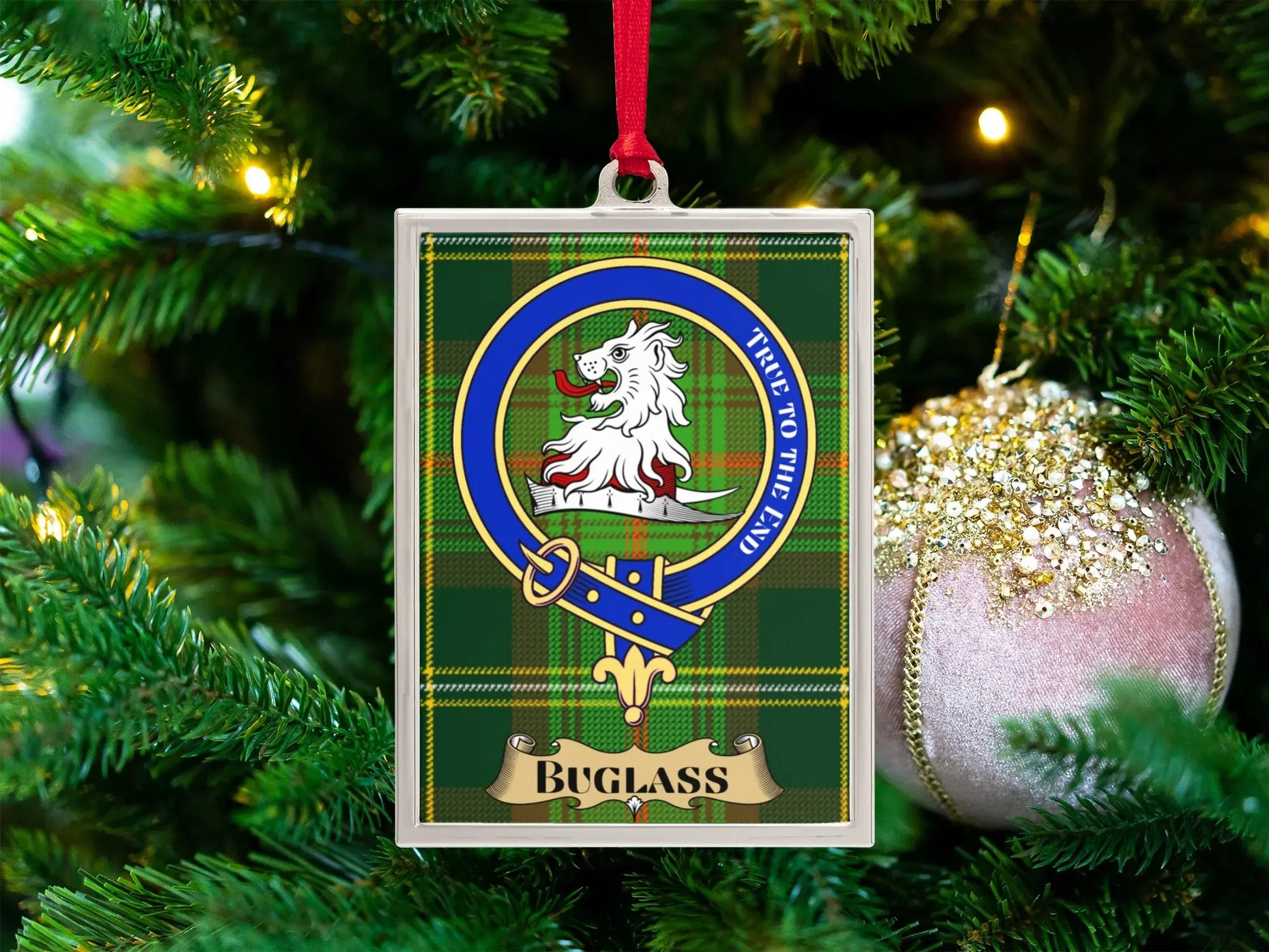 Buglass Family Crest Christmas Tree Ornament product