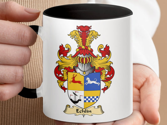 Echlin Clan Scottish Coat of Arms Accent Coffee Mug - Living Stone Gifts