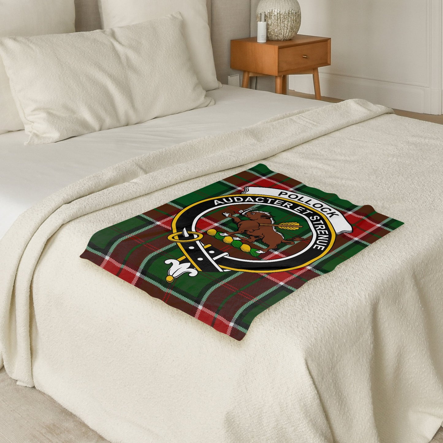 Pollock Audacter et Strenue Scottish Clan Blanket - Living Stone Gifts