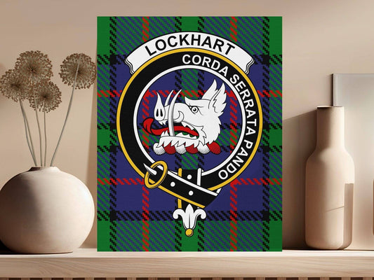 Lockhart Clan Crest Tartan Design Canvas - Celtic Ancestry Gifts