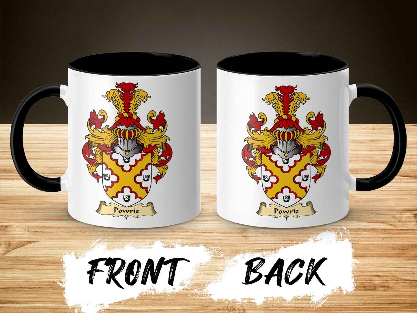 Scottish Clan Powrie Coat of Arms Design Mug - Living Stone Gifts