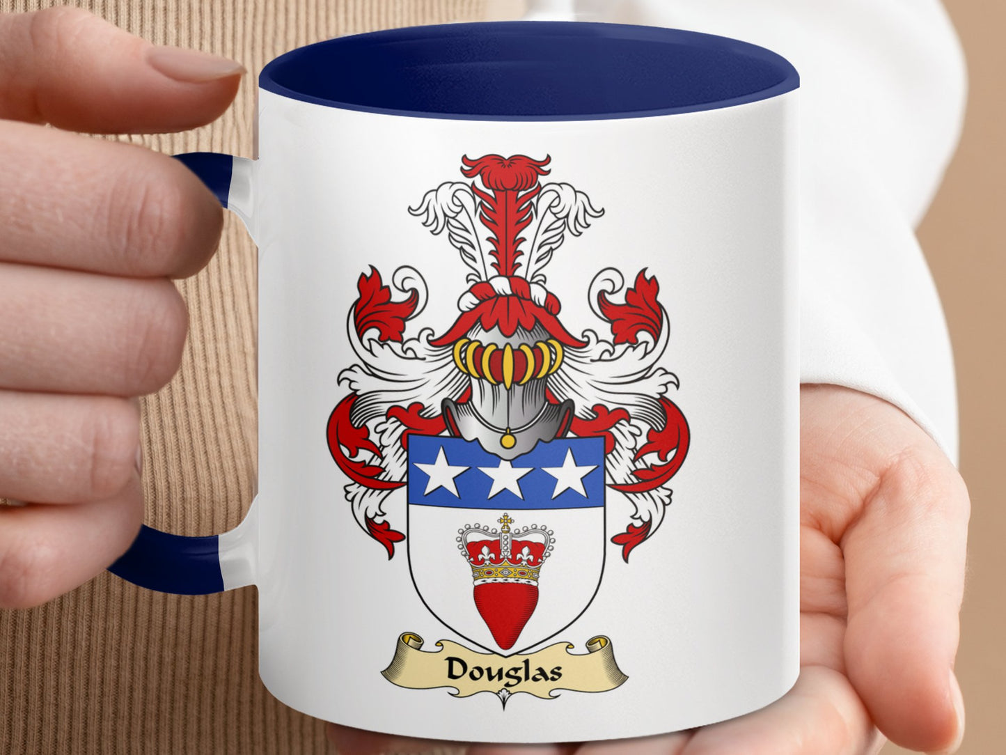 Clan Douglas Scottish Coat of Arms Accent Coffee Mug - Living Stone Gifts