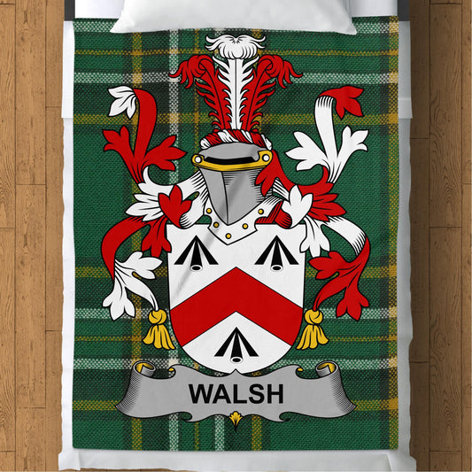 Walsh Surname Irish Tartan Throw Blanket - Living Stone Gifts