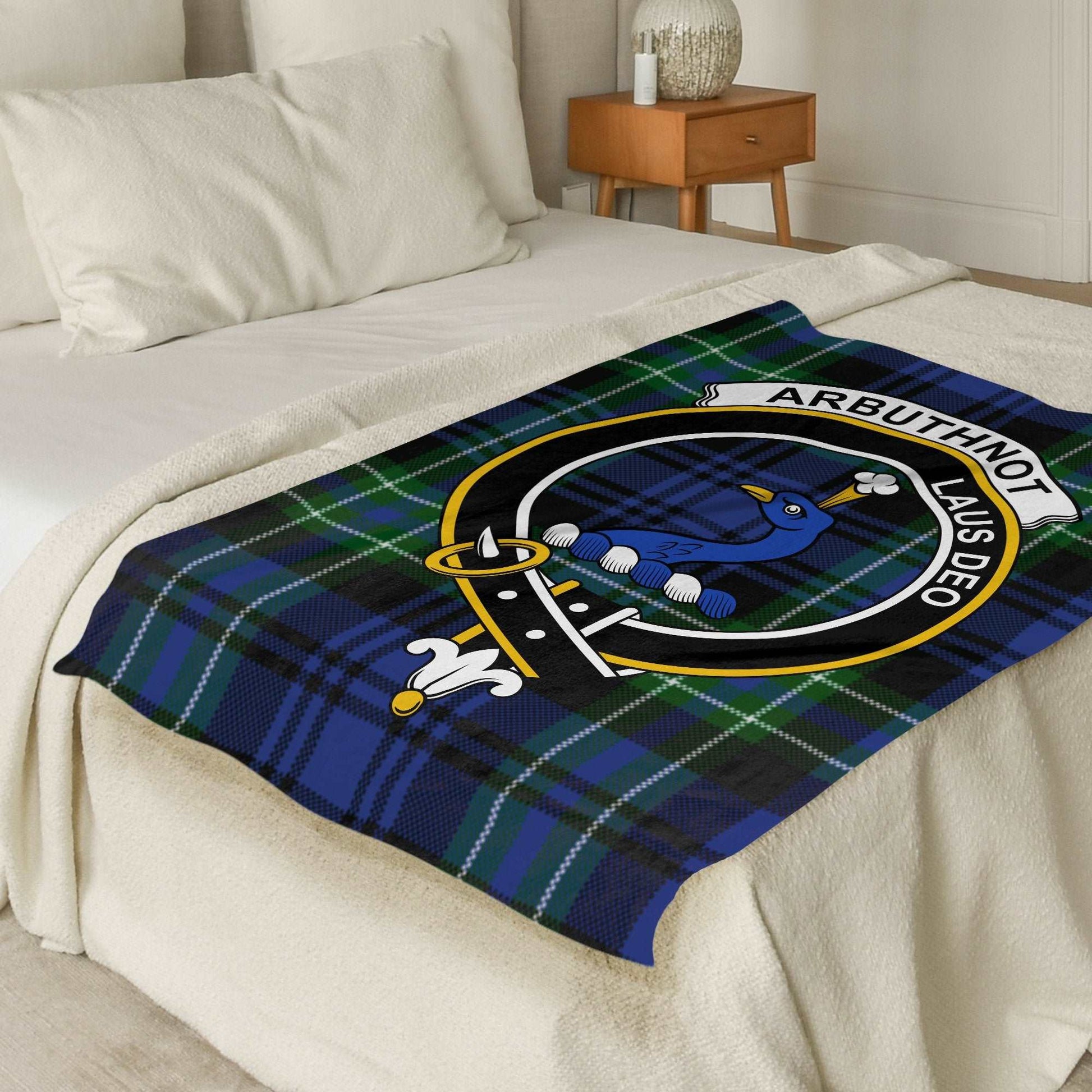 Arbuthnot Clan Crest Scottish Tartan Throw Blanket - Living Stone Gifts