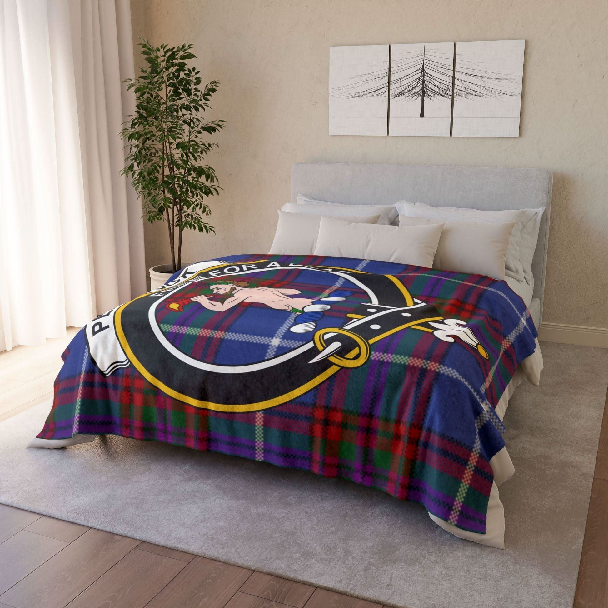 Pennycock Clan Tartan Blanket – Scottish Crest Throw - Celtic Ancestry Gifts