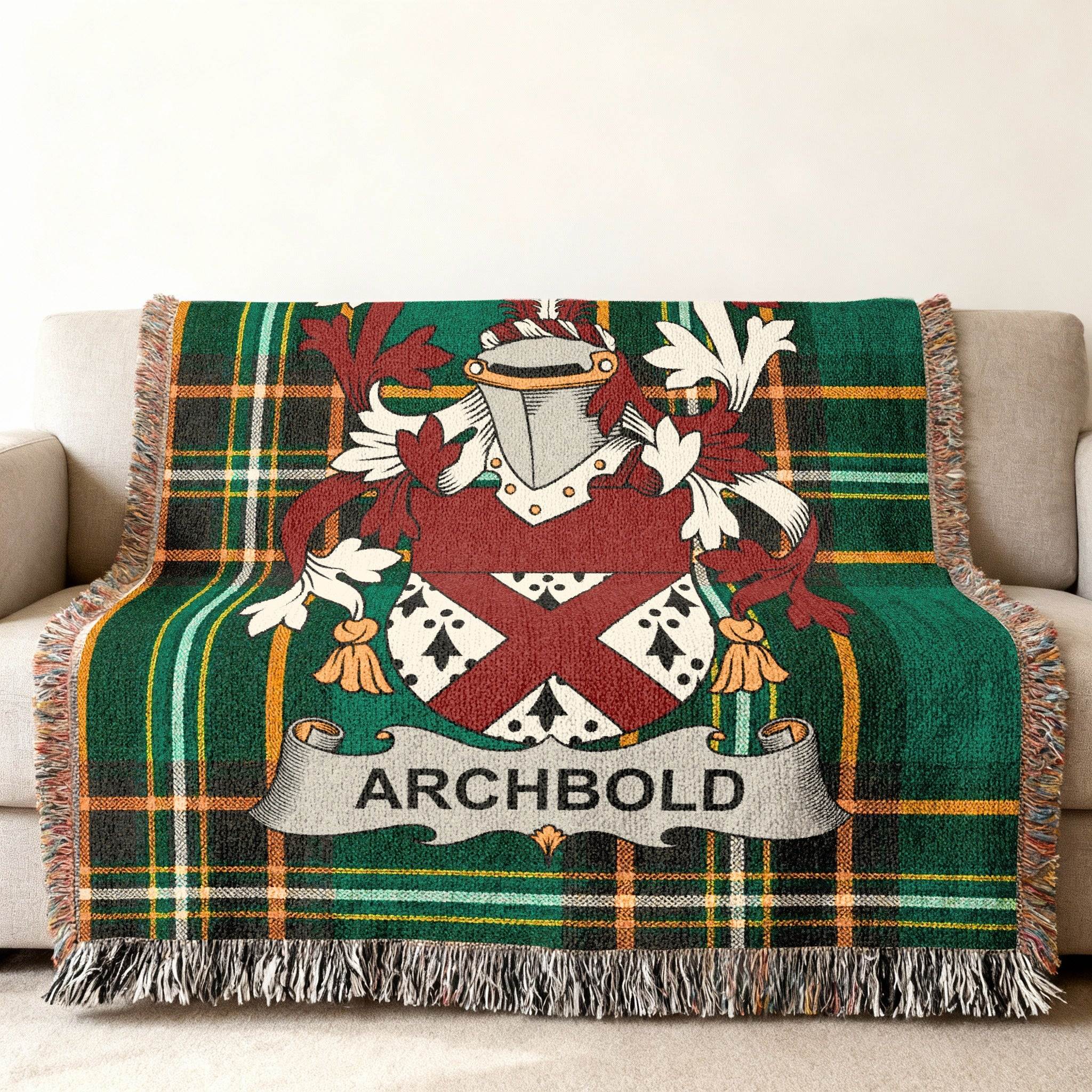 ARCHBOLD Family Tartan Crest Plaid Throw Blanket product type