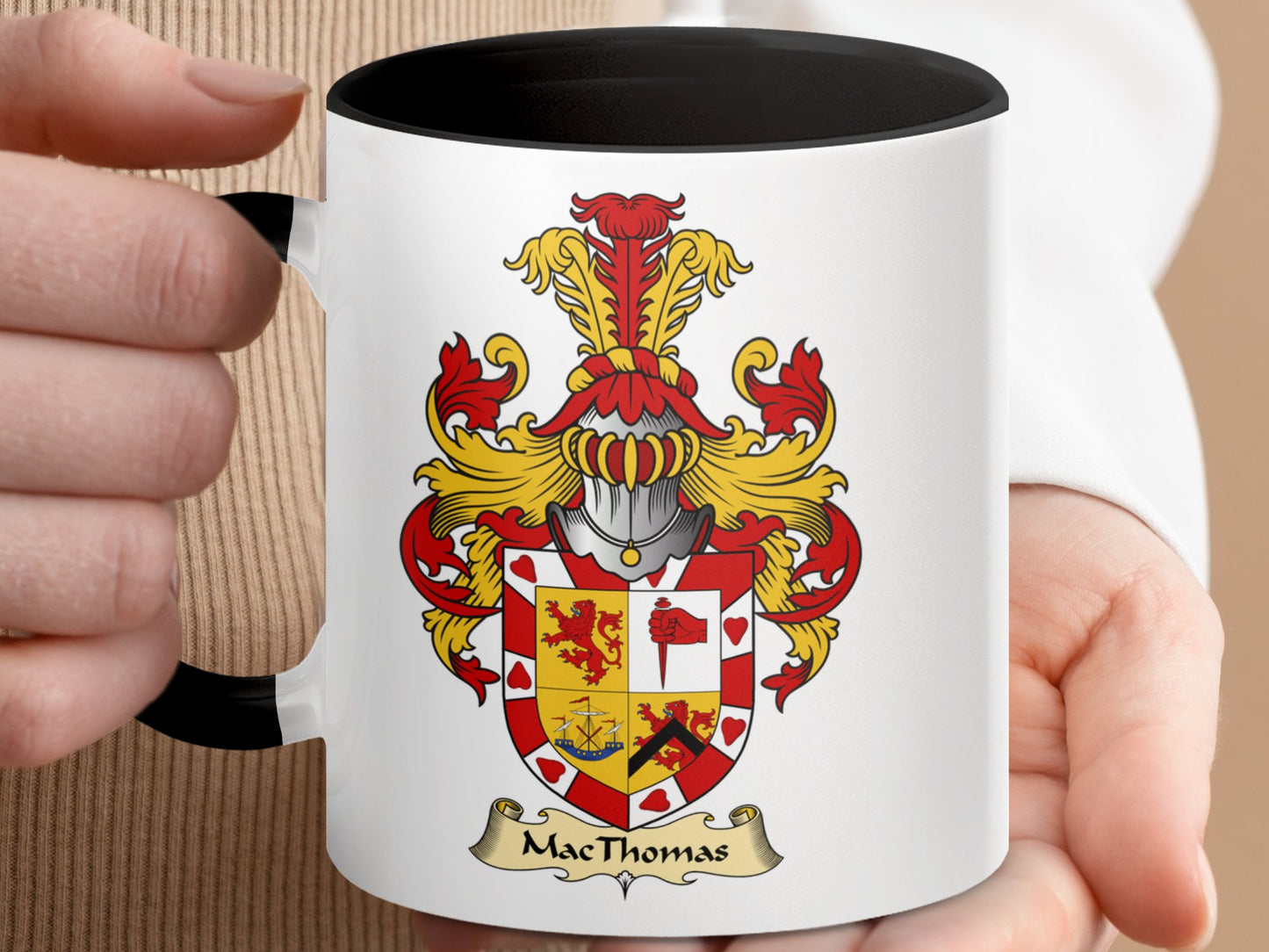 MacThomas Family Crest Coat of Arms Accent Coffee Mug - Living Stone Gifts