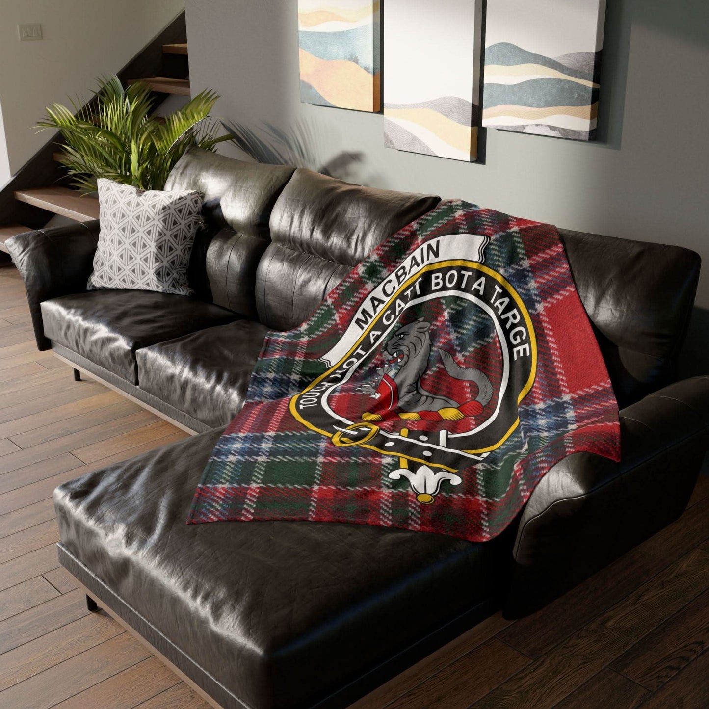 MacBainClan Tartan Blanket – Scottish Crest Throw, Soft & Cozy - Celtic Ancestry Gifts