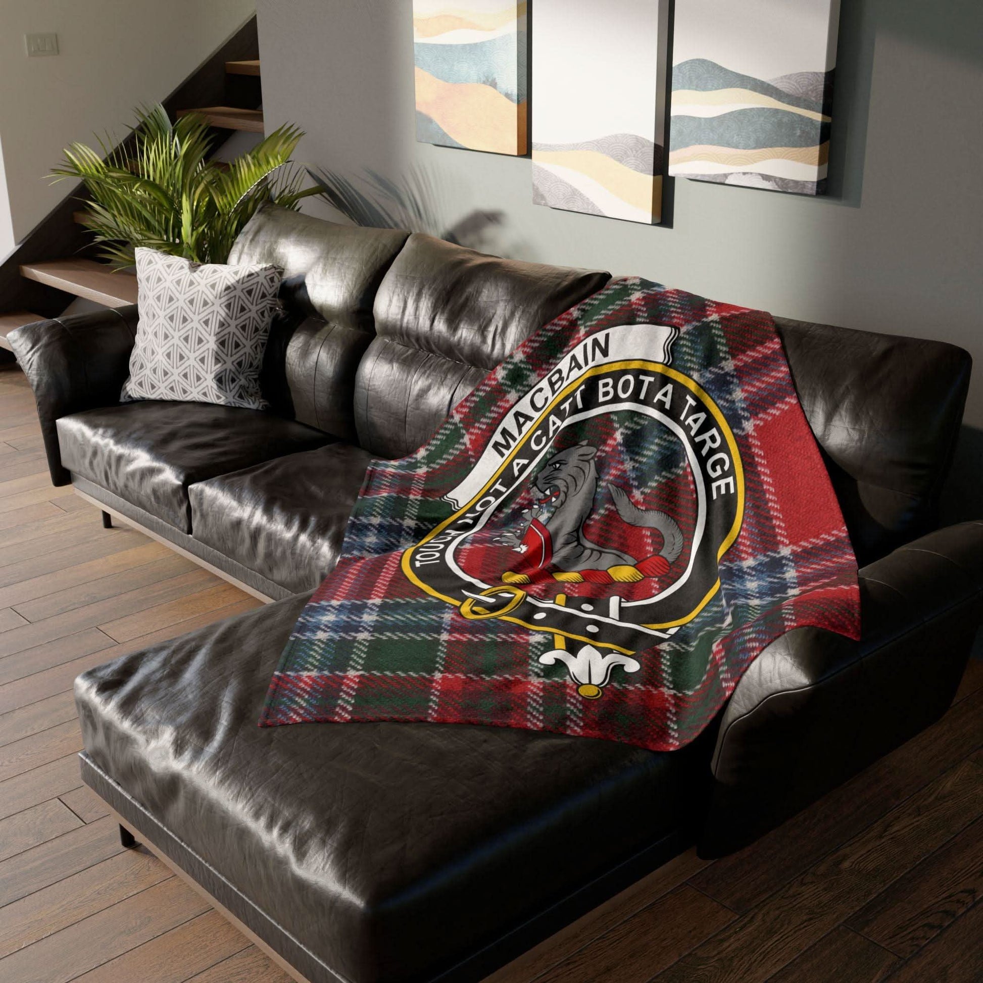 MacBainClan Tartan Blanket – Scottish Crest Throw, Soft & Cozy - Celtic Ancestry Gifts