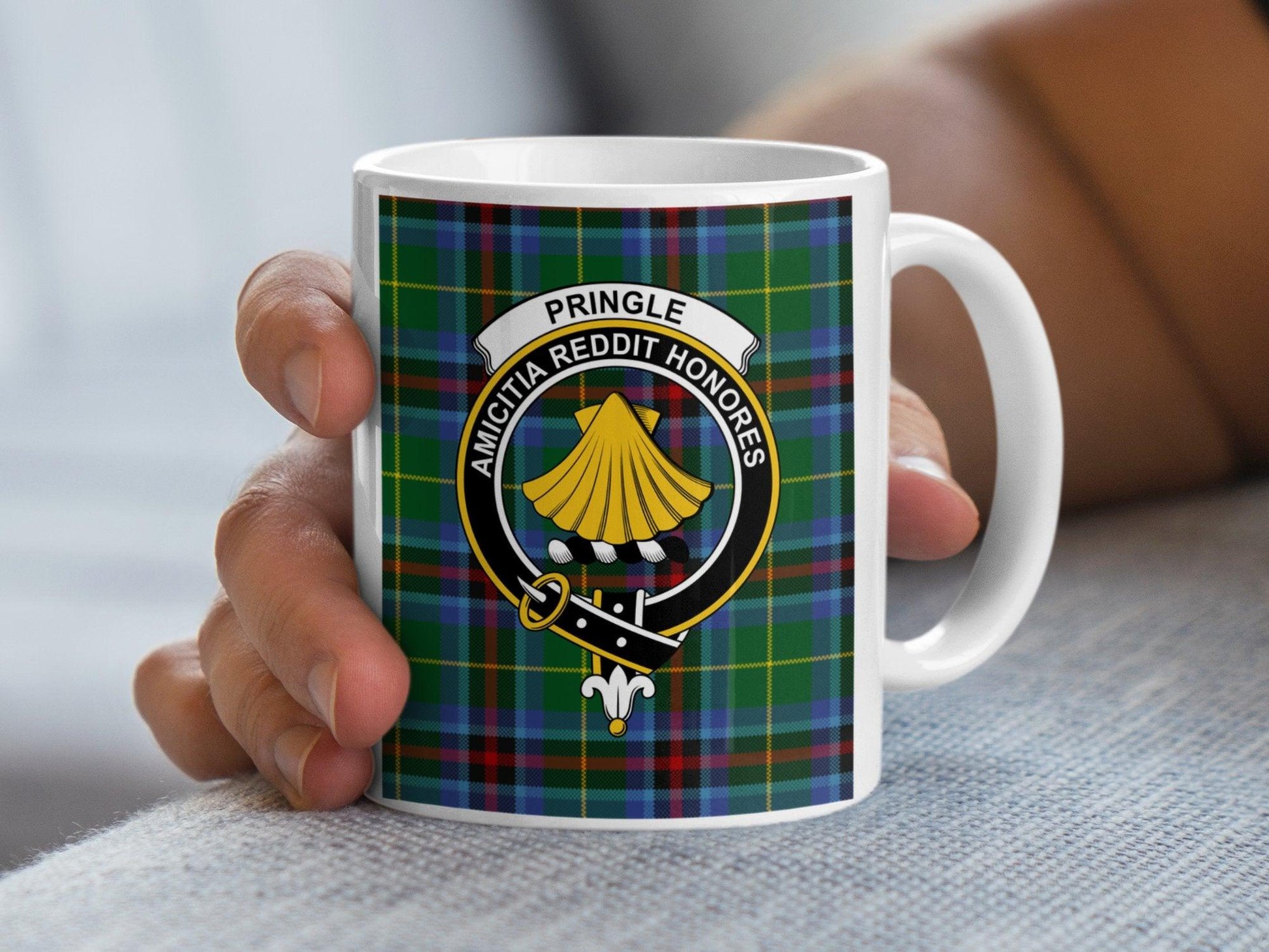 Pringle Scottish Clan Crest Tartan Design Mug - Living Stone Gifts