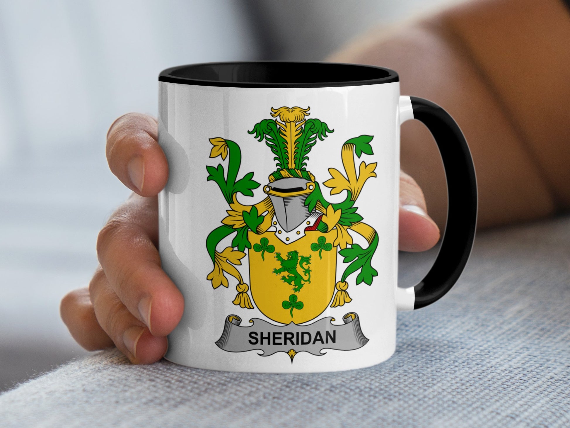 Sheridan Family Coat of Arms Mug Irish Surname Gift Mug - Living Stone Gifts