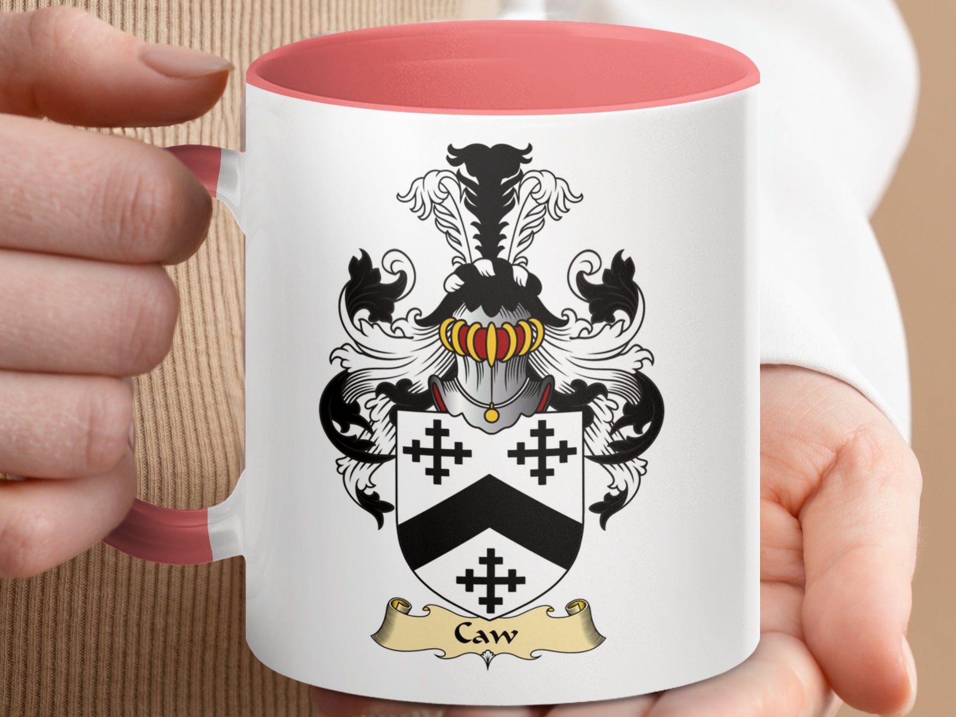 Clan Caw Scottish Coat of Arms Accent Coffee Mug - Living Stone Gifts