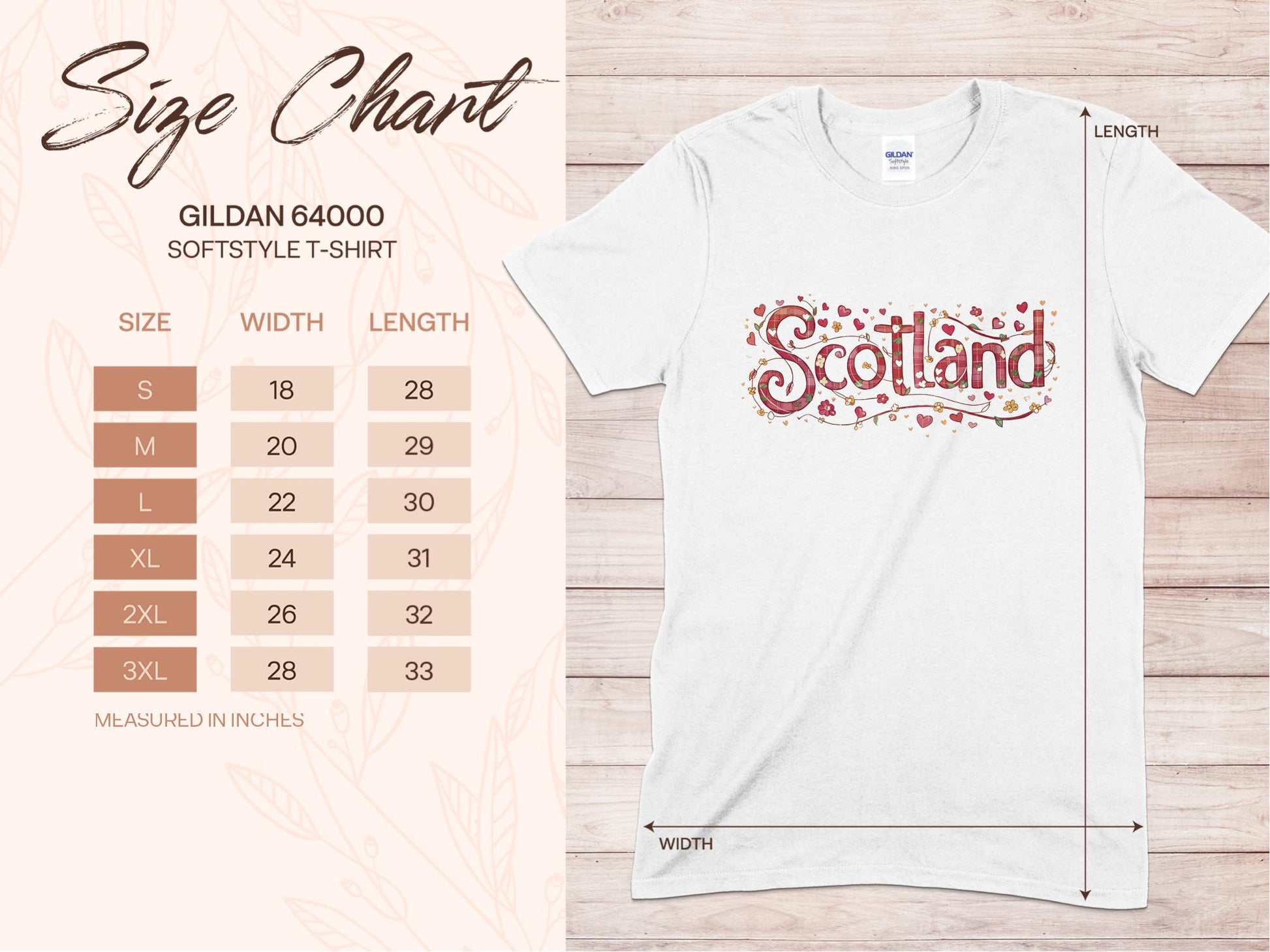 Colorful Scotland Heart and Flower Design T-Shirt - Living Stone Gifts