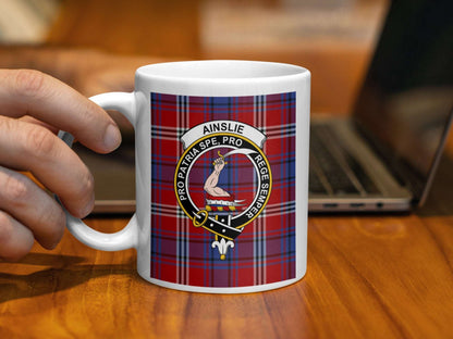 Ainslie Family Crest Plaid Design on Ceramic Mug - Living Stone Gifts