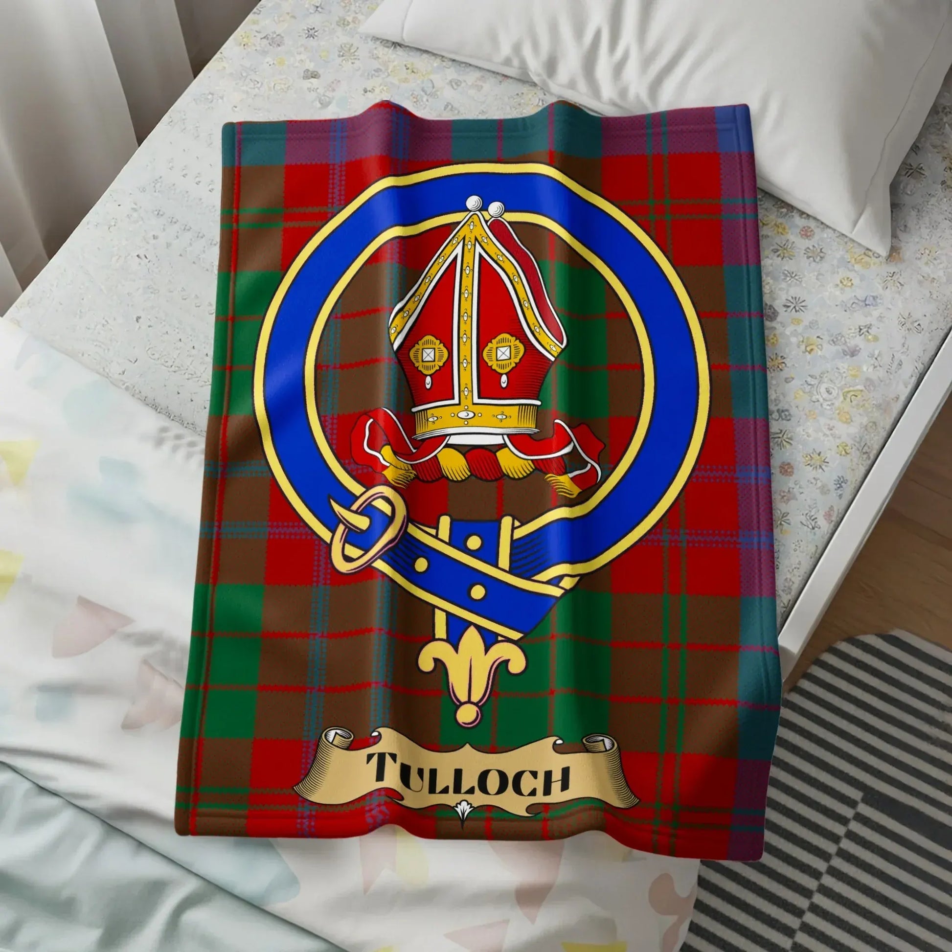 Tulloch Scottish Clan Crest Tartan Blanket product type