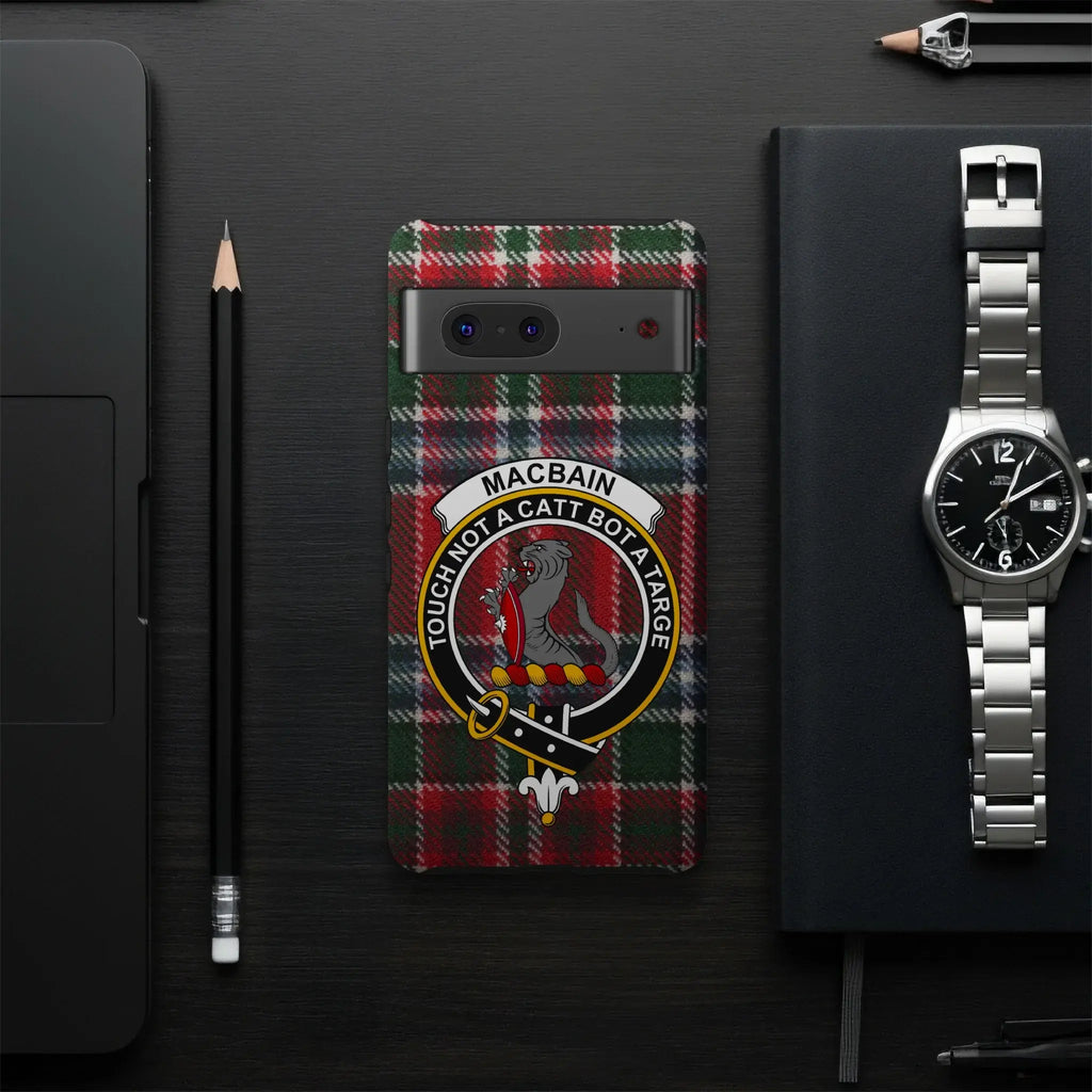 Clan MacBain Touch Not a Catt Bot a Targe crest phone case — UV-resistant coating, full colour tartan wrap