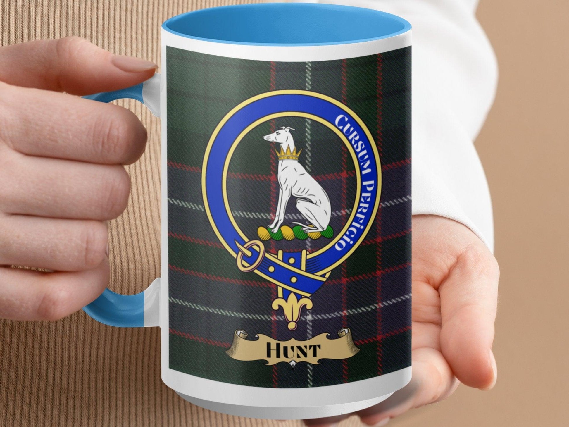 Hunt Clan Crest Tartan Plaid Mug - Living Stone Gifts