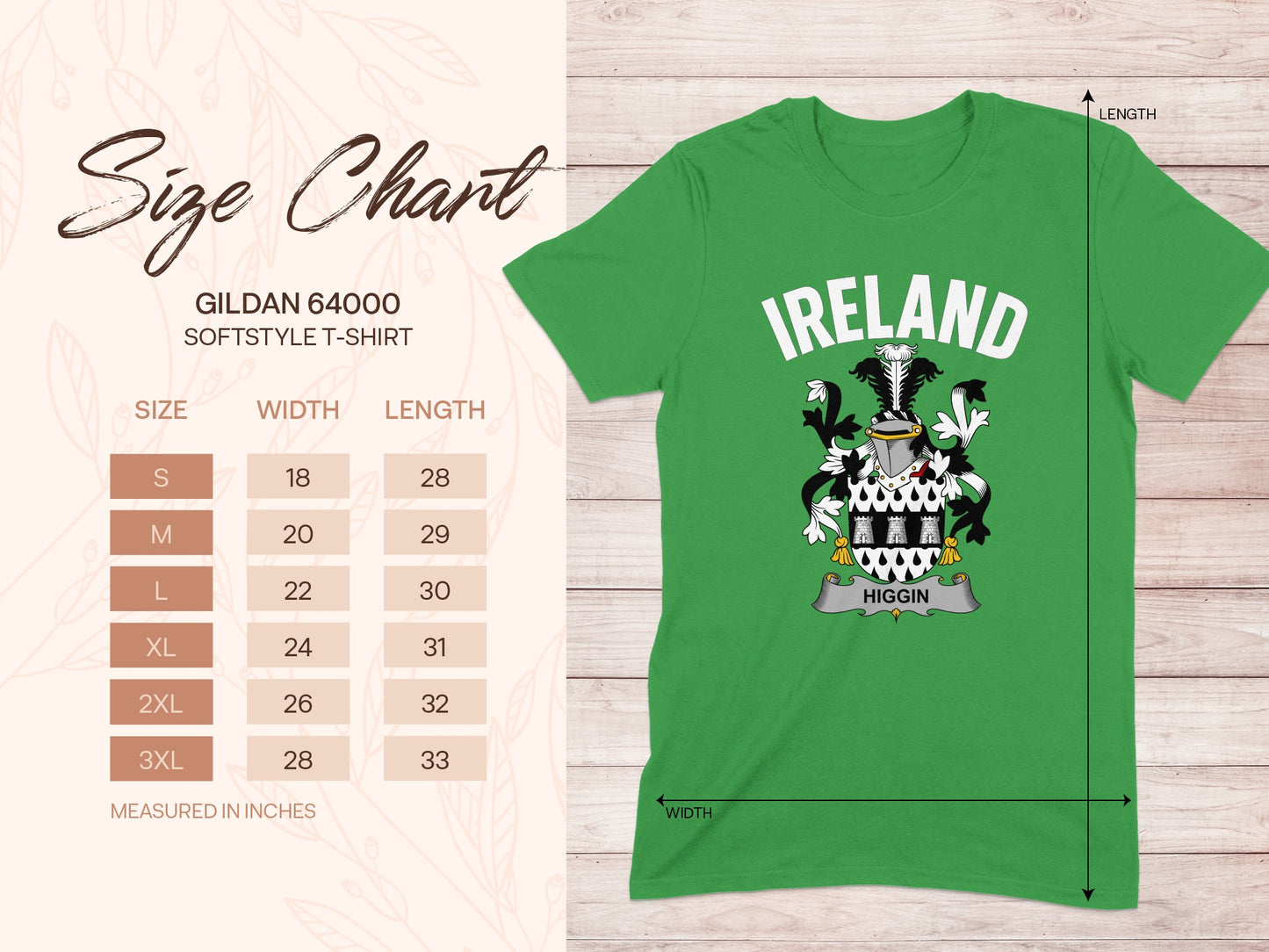 Ireland Crest Detailed Green T-Shirt for Men Women