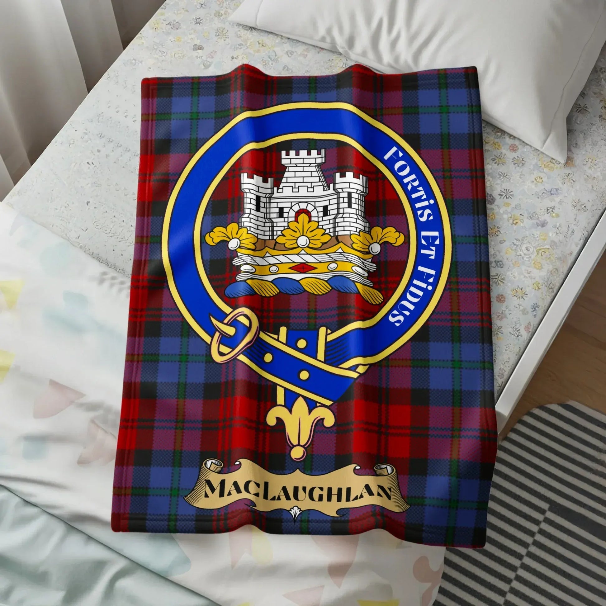 MacLaughlan Scottish Clan Crest Tartan Throw Blanket product