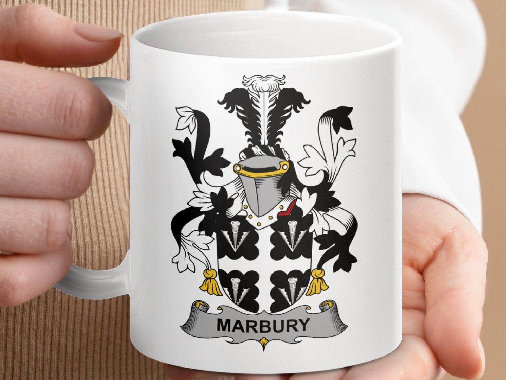 Marbury Surname Irish Family Crest Mug - Celtic Ancestry Gifts