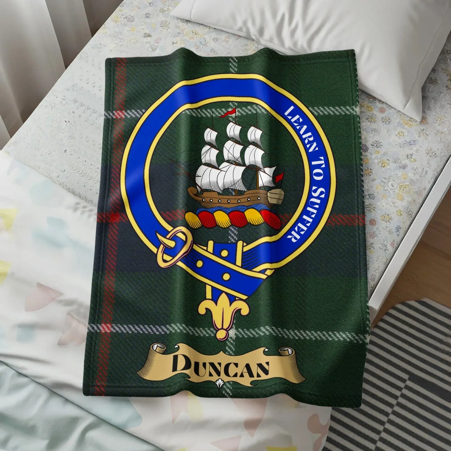Learn to Suffer Duncan Crest Tartan Blanket product