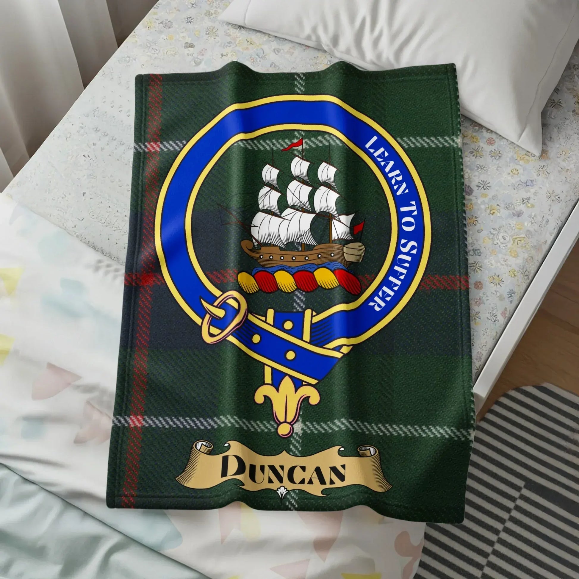 Learn to Suffer Duncan Crest Tartan Blanket product
