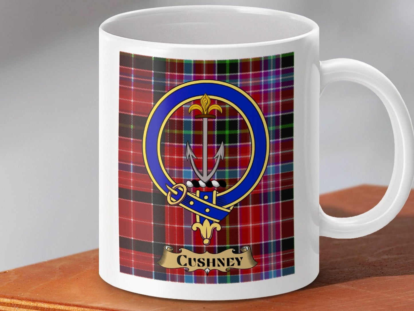 Cushnie Family Clan Tartan Crest Mug product