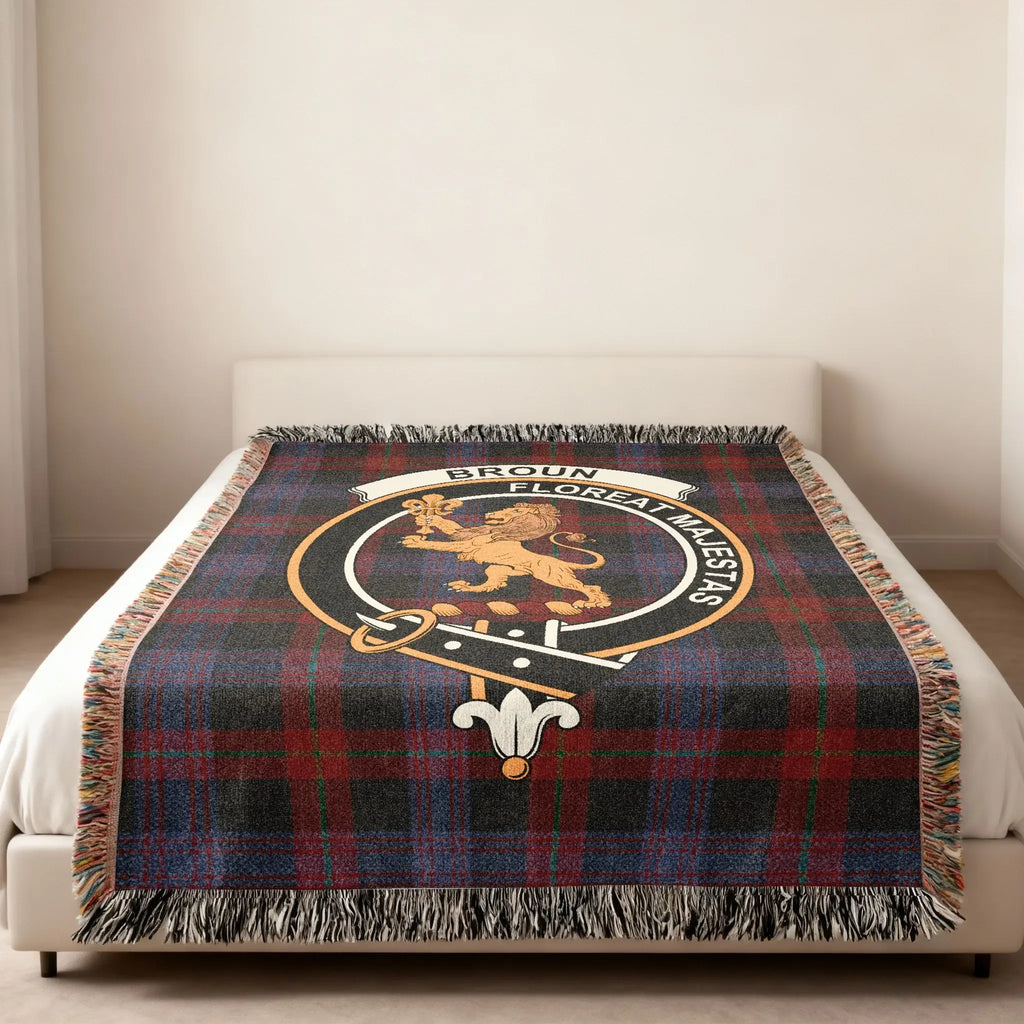 Scottish Clan Broun Floreat Majestas Tartan Blanket