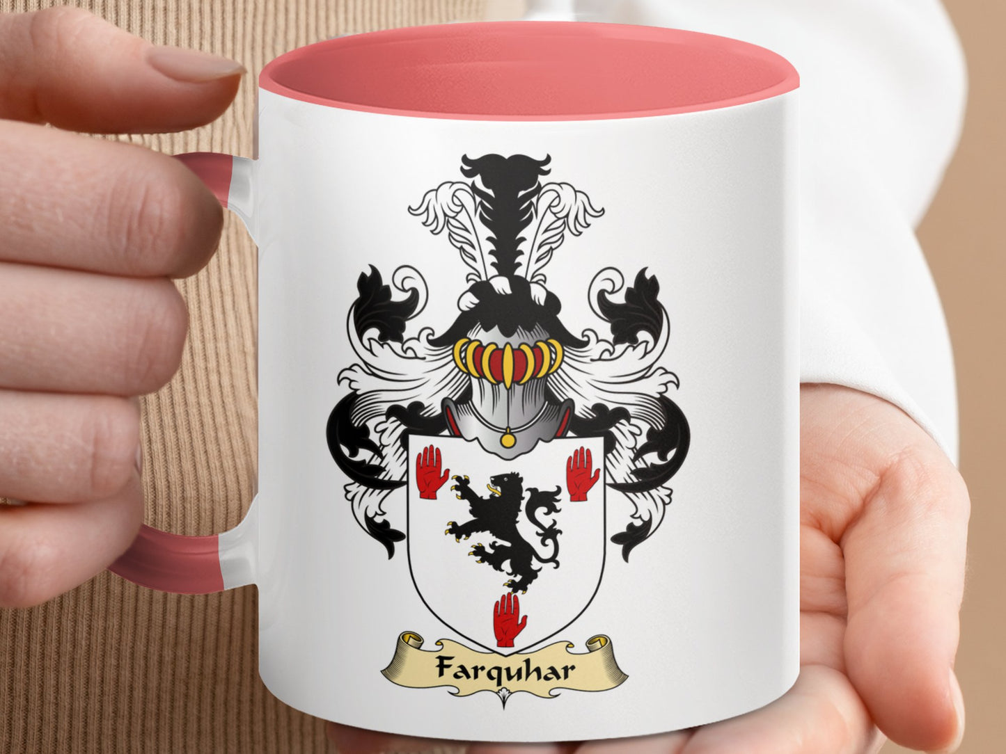 Clan Farquhar Scottish coat of arms accent coffee mug - Living Stone Gifts