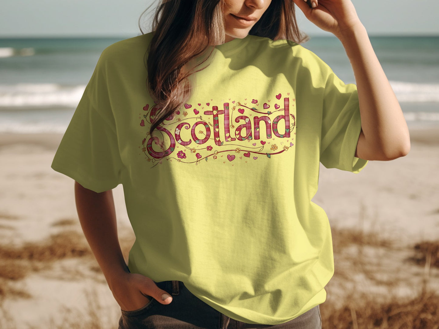 Colorful Scotland Heart and Flower Design T-Shirt - Living Stone Gifts