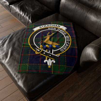 Strachan Clan Tartan Blanket – Scottish Crest Throw