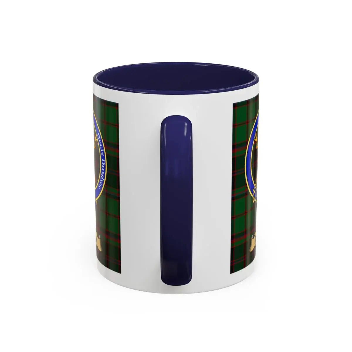 Dirom clan crest mug shown in 11 oz and 15 oz sizes