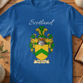 Royal blue Pinkerton unisex heritage T-shirt with the family shield and surname design.