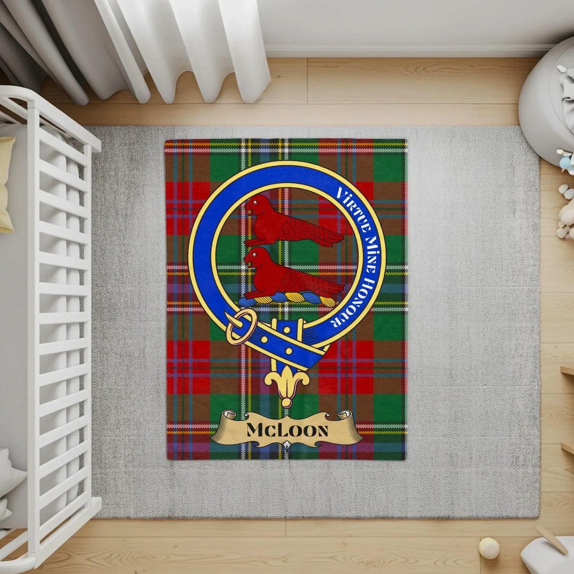 McLoon Tartan with Crest Rug Unique Home Decor product