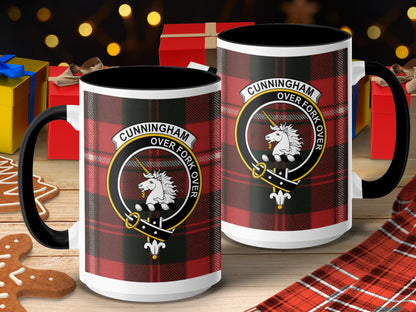 Clan Cunningham Scottish Tartan Crest Mug - Living Stone Gifts