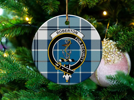 Custom Navy Plaid Holiday Ornament For Security product type
