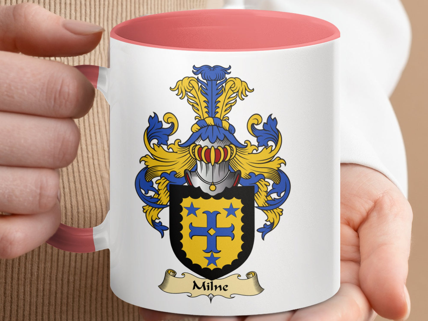 Milne Family Crest Heraldic Design Accent Coffee Mug - Living Stone Gifts