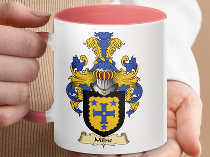 Milne Family Crest Heraldic Design Accent Coffee Mug - Living Stone Gifts